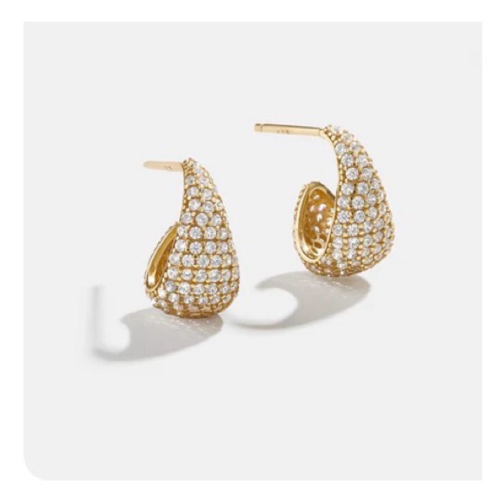 NEW!! BaubleBar Stella 18K Gold Earrings - Gold/Pavé